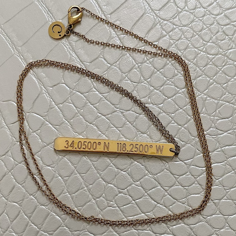 Latitude Longitude Necklace - Skinny Drop Bar
